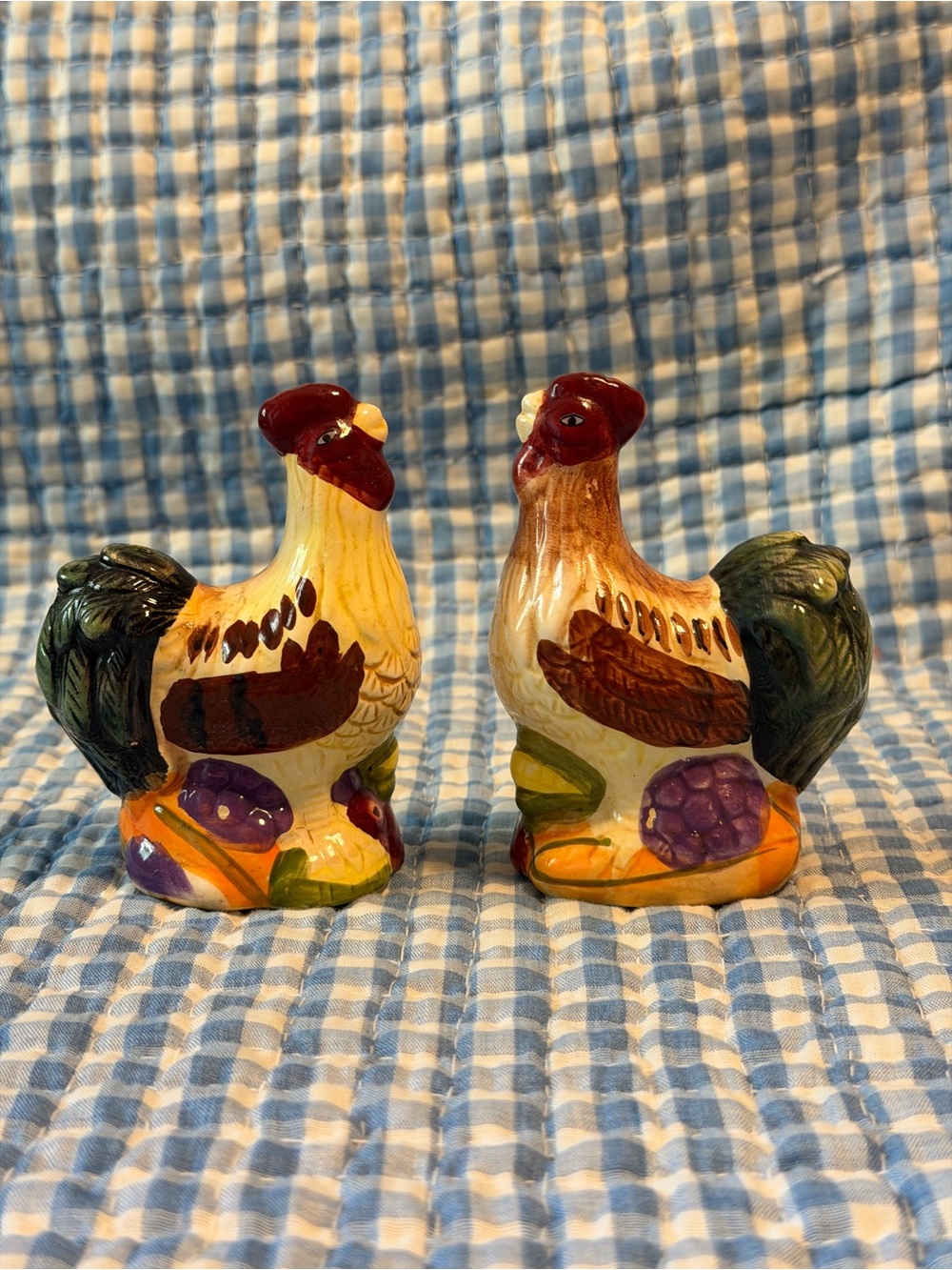 Ceramic Rooster Chicken Salt & Pepper Shakers Set of 2, Multicolor Novelty